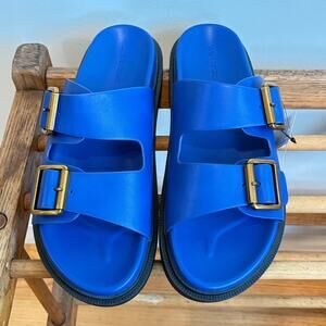 New Banana Republic Electric Blue Double Strap Buckle Sandal 9us Resort Wear